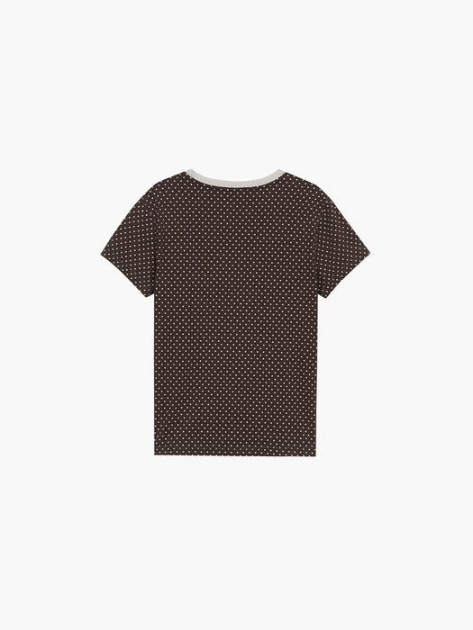 MESH DOT PRINT T-SHIRT_brown