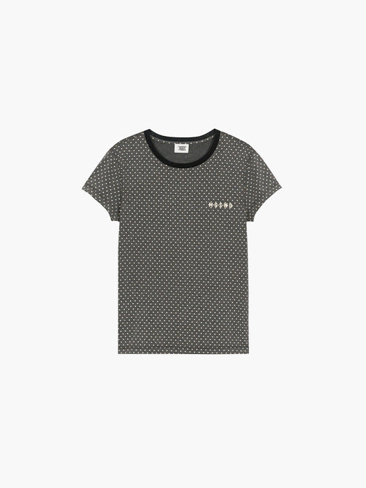 MESH DOT PRINT T-SHIRT_grey