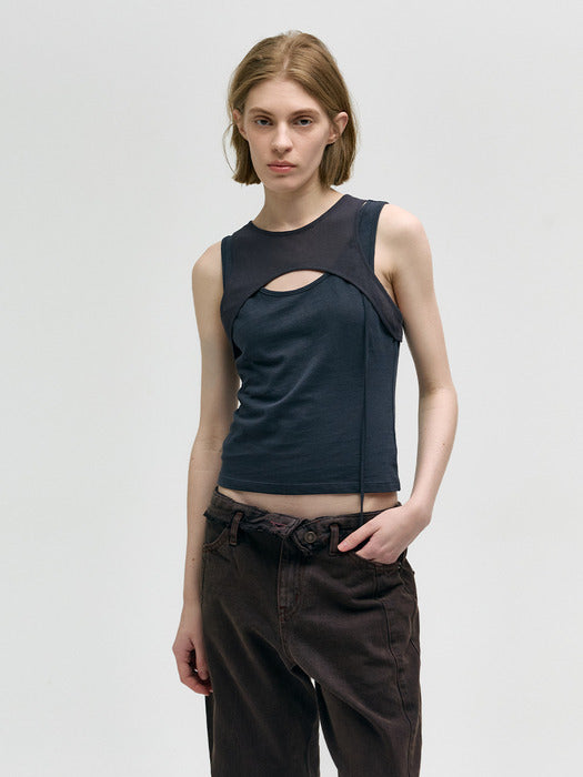 MESH LAYERED TANK TOP_charcoal