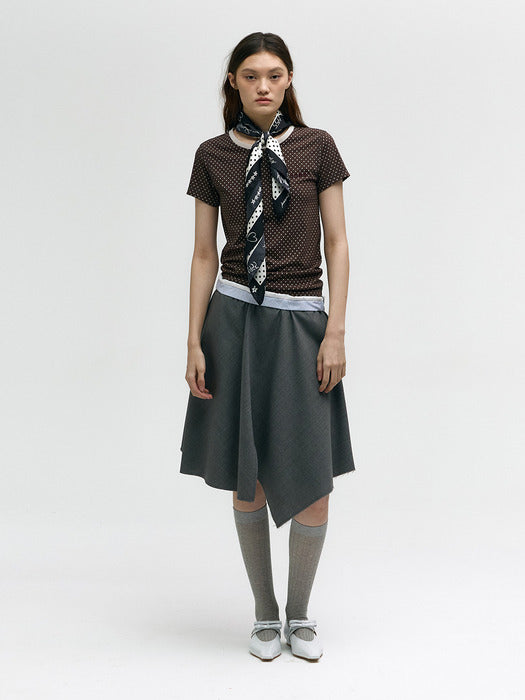 ASYMMETRY WOOL SKIRT_grey