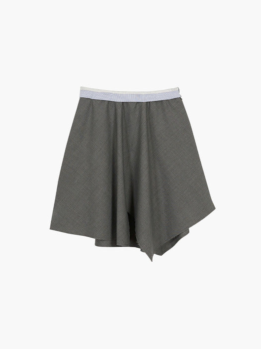 ASYMMETRY WOOL SKIRT_grey