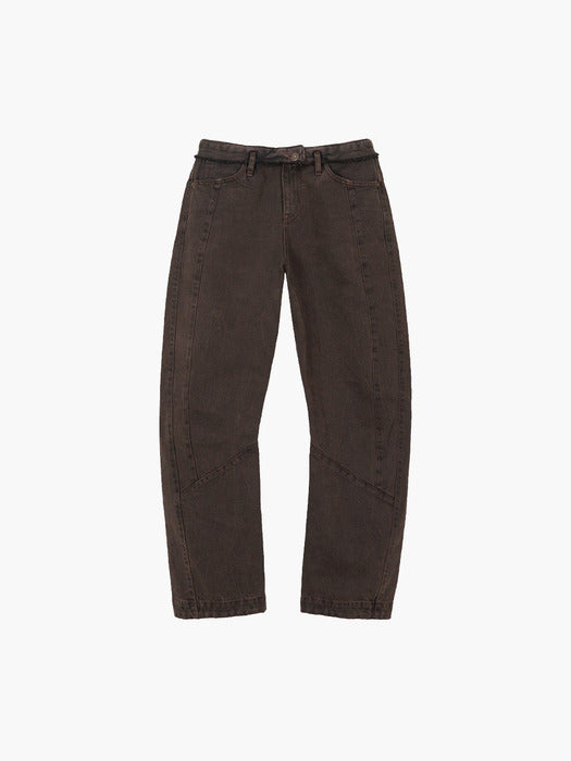 Margesherwood Fold-Over Curved Jeans burgundy