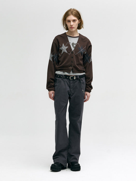 WAIST BUCKLE COTTON PANTS_charcoal