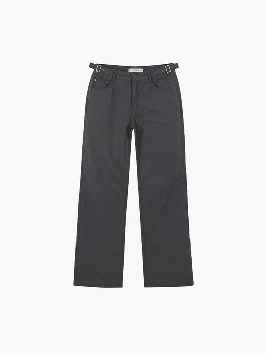Margesherwood Waist Buckle Cotton Pants charcoal