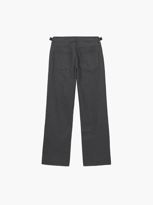 WAIST BUCKLE COTTON PANTS_charcoal