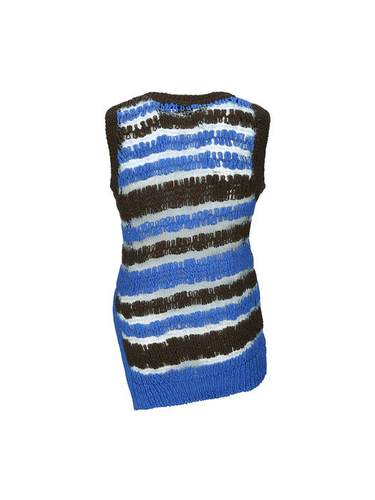 [andersson bell] NET STRIPE SLEEVELESS KNIT TOP atb1319w(BLUE)