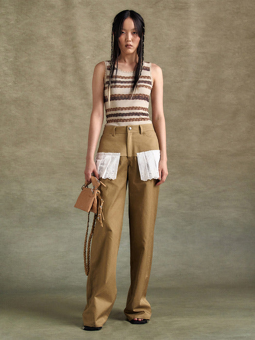 [andersson bell] LACE PLEATS SKIRT PANTS apa798w(BEIGE)