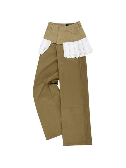 [andersson bell] LACE PLEATS SKIRT PANTS apa798w(BEIGE)