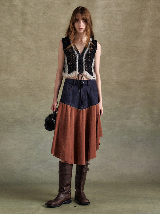 [andersson bell] INDIGO FAUX SUEDE FAIRY SKIRT apa801w(BROWN)