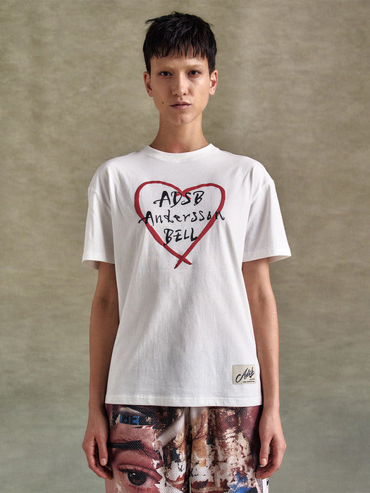 [andersson bell] UNISEX HEART KELLY LOGO T-SHIRTS atb1290u(WHITE)