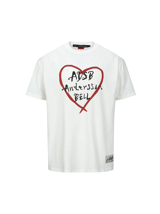 [andersson bell] UNISEX HEART KELLY LOGO T-SHIRTS atb1290u(WHITE)