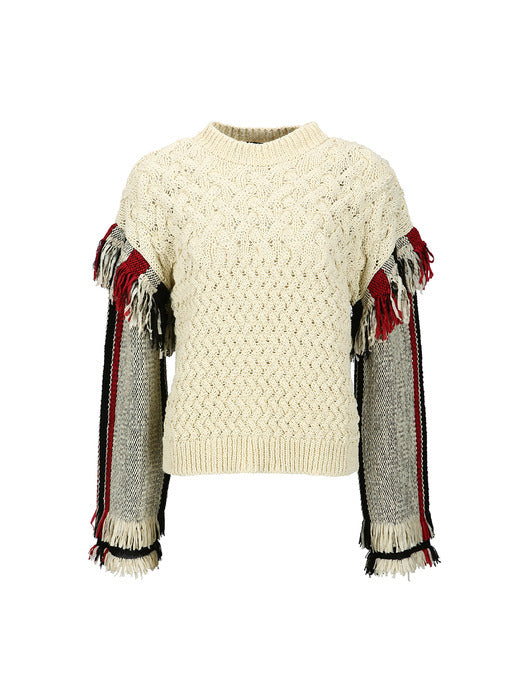 [andersson bell] UNISEX TASSEL SLEEVE OVERSIZED KNIT SWEATER atb1258u(ECRU)