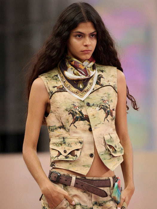 [andersson bell] COWBOY PRINTED VEST awa697w(BEIGE)