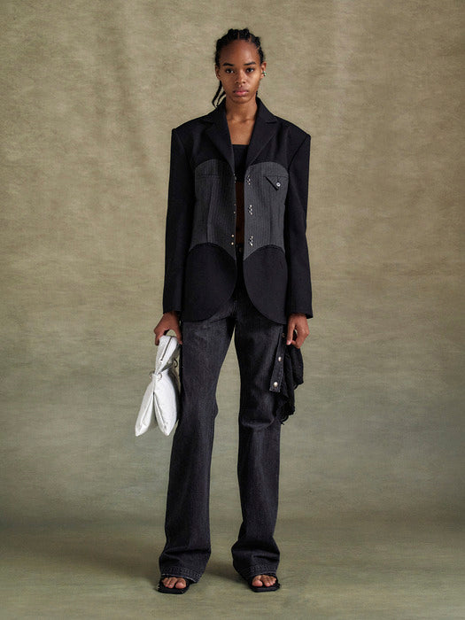 [andersson bell] CORSET INSERTED BLAZER awa684w(BLACK)