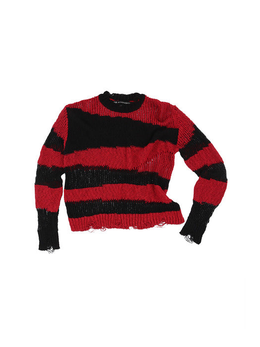 [andersson bell] BLACK RED STRIPE CREW-NECK SWEATER atb1284m(BLACK/RED)