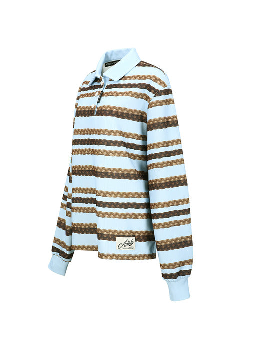 [andersson bell] HAIR BRAID STRIPE COLLAR T-SHIRT atb1264w(BLUE)