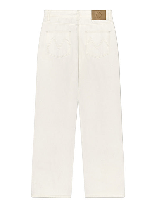 DAMAGE PATCH DENIM PANTS IN IVORY