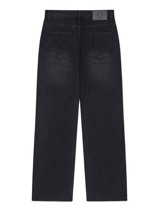 DAMAGE PATCH DENIM PANTS IN BLACK