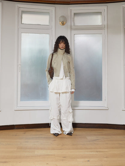ROUGH PATCHWORK LAYERED SKIRT IN WHITE