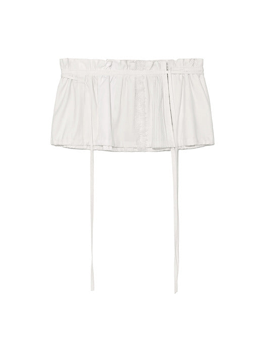 ROUGH PATCHWORK LAYERED SKIRT IN WHITE