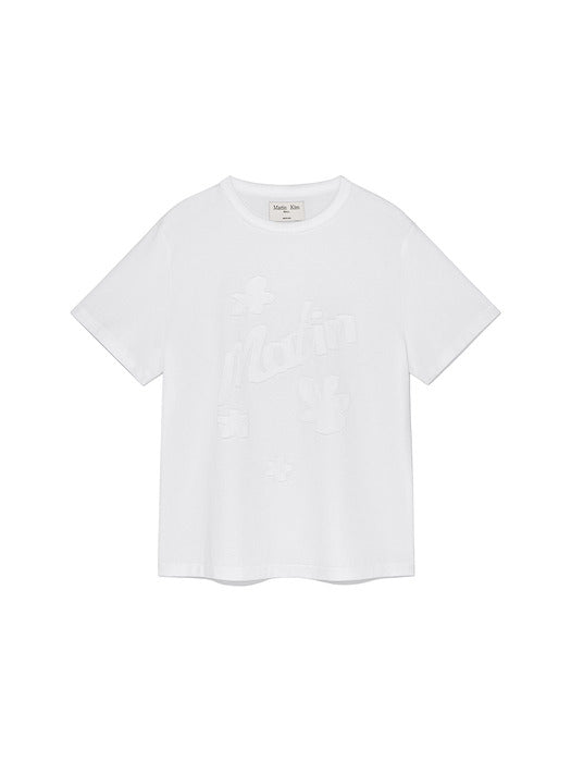 FLOWER APPLIQUE LOGO TOP IN WHITE