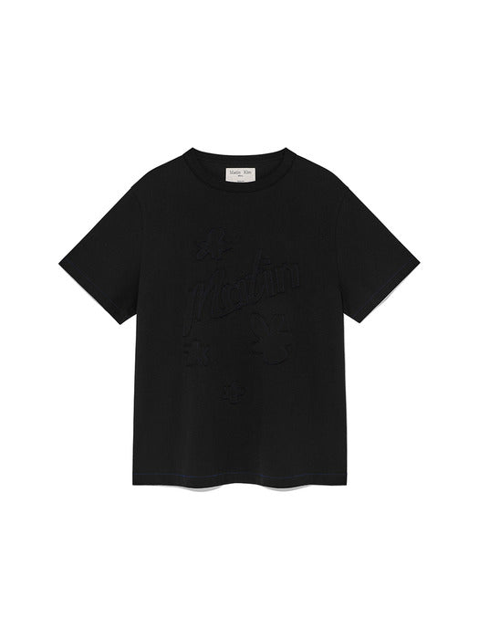 FLOWER APPLIQUE LOGO TOP IN BLACK