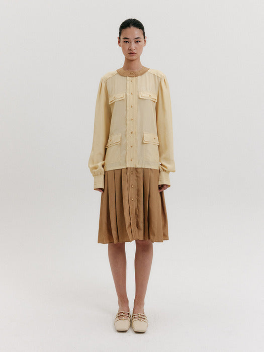 Eenk Scarf Pleated Dress - Yellow