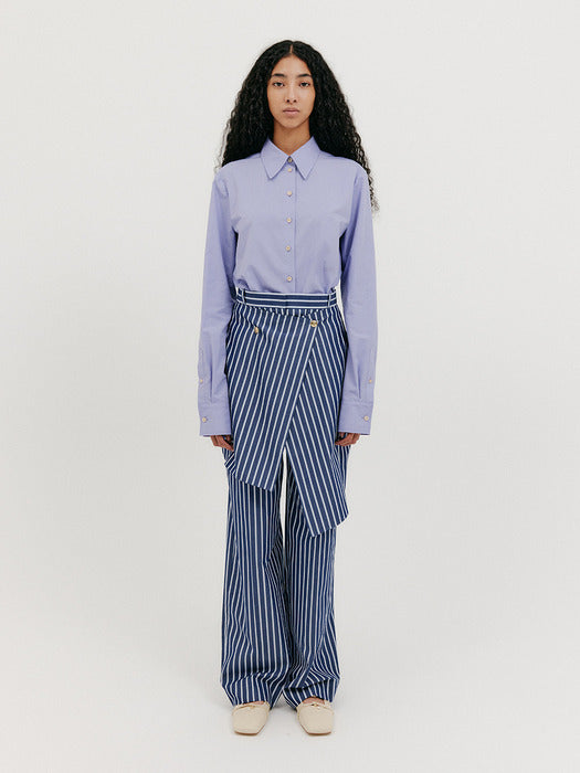 Eenk Wrap Straight Pants - Navy