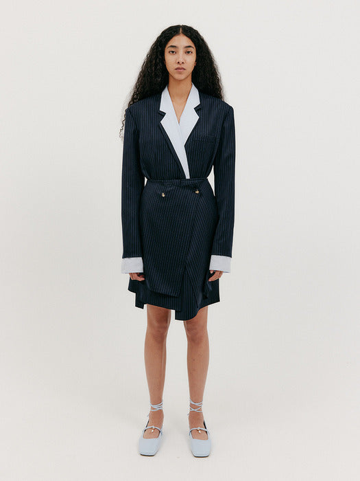 [EENK] Wrap Midi Skirt - Navy