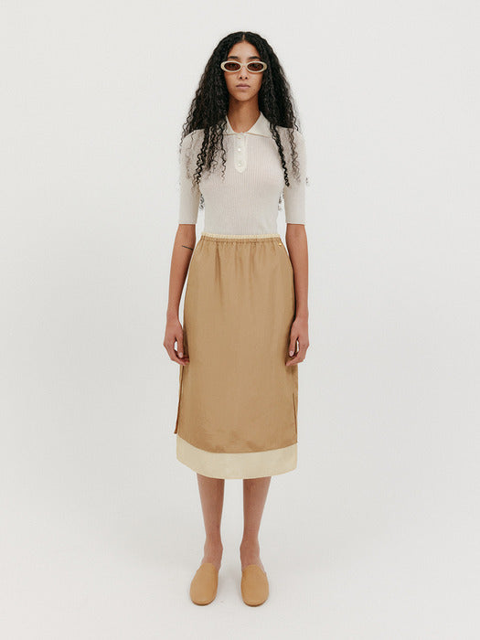 Eenk Layered Long Skirt - Camel