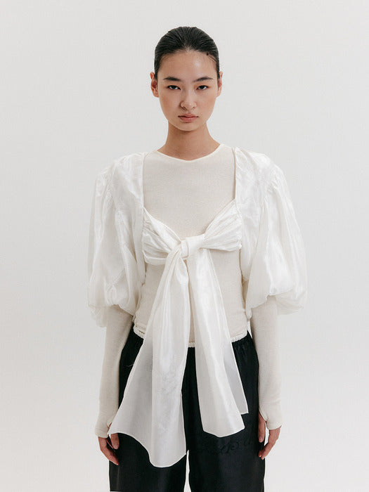 Eenk Knotted Puff Bolero - Ivory
