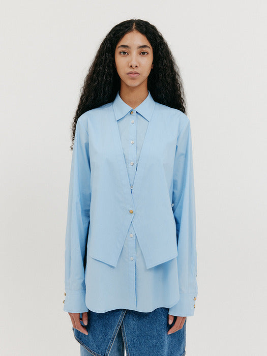 Eenk Vest Layered Shirt - Sky Blue