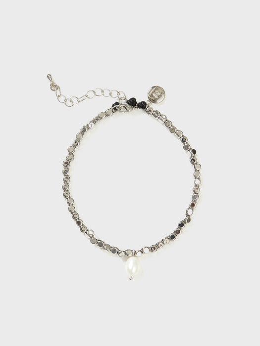 Eenk Pearl Ankle Bracelet - Silver