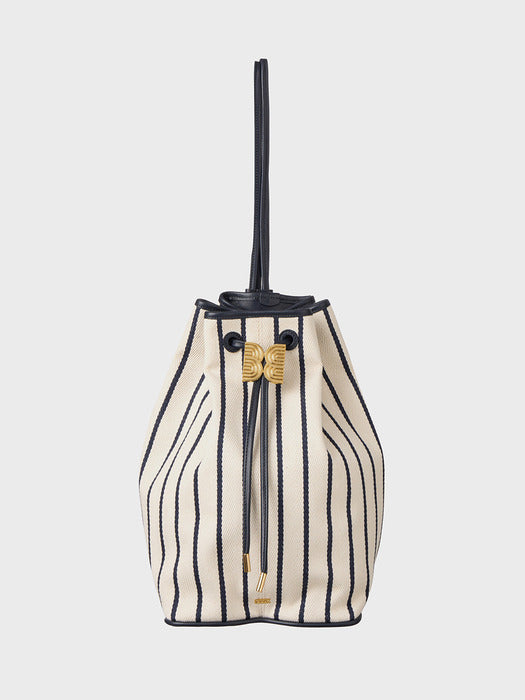 Eenk Holly Stripe Drawstring Backpack - Cream
