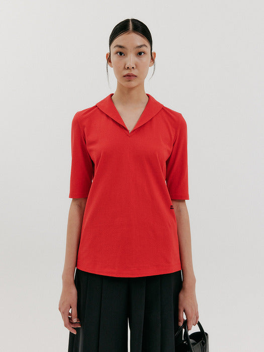 Eenk Sailor Collar T-shirt - Red