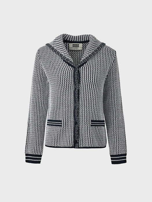 Eenk Sailor Collar Knit Cardigan - Navy