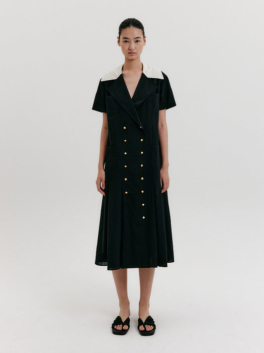 Eenk Short-sleeve Pleated Shirt Dress - Black