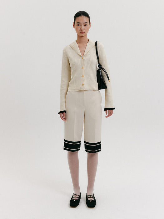 Eenk Contrast Bermuda Shorts - Ivory