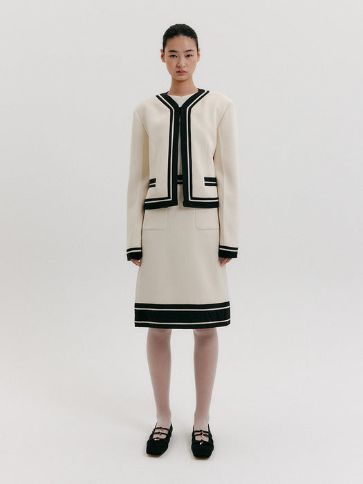 Eenk Contrast Midi Skirt - Ivory