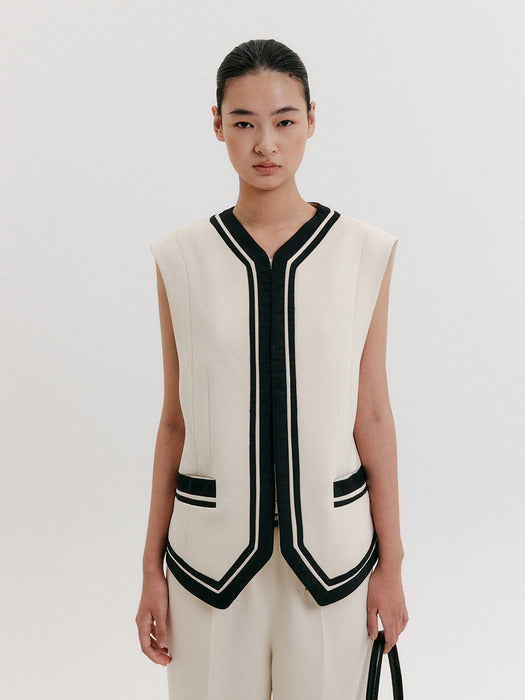 Eenk Contrast Vest - Ivory