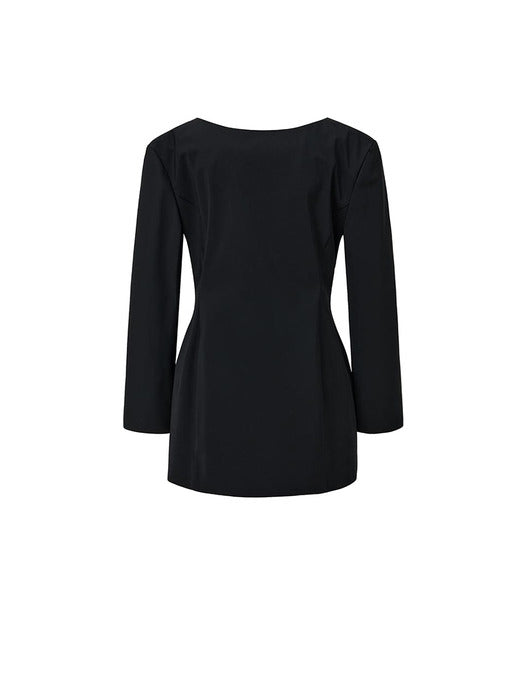 Amomento Boat Neck Two Way Jacket Black
