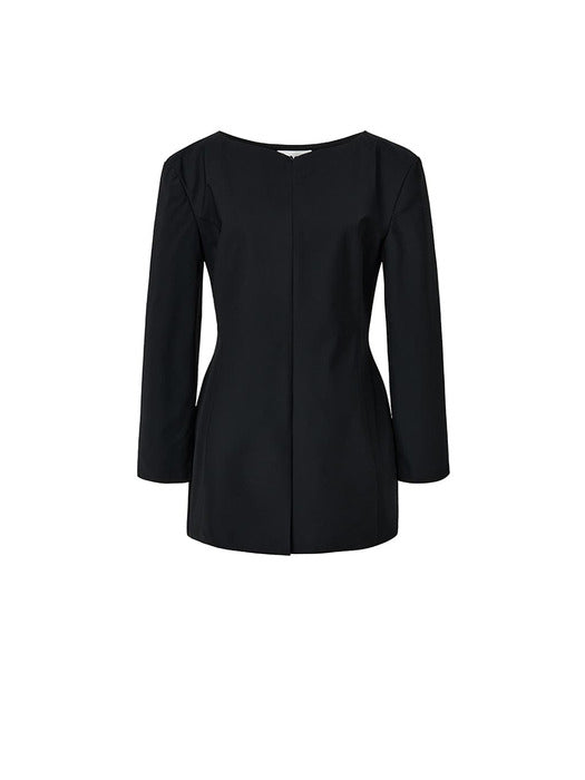 Amomento Boat Neck Two Way Jacket Black