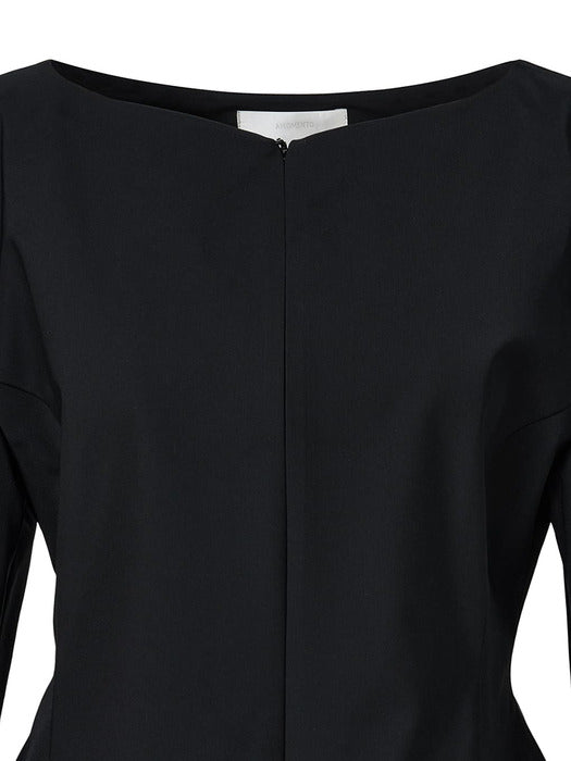 Amomento Boat Neck Two Way Jacket Black