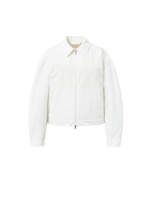 Amomento Cropped Zip-UP Jumper - White