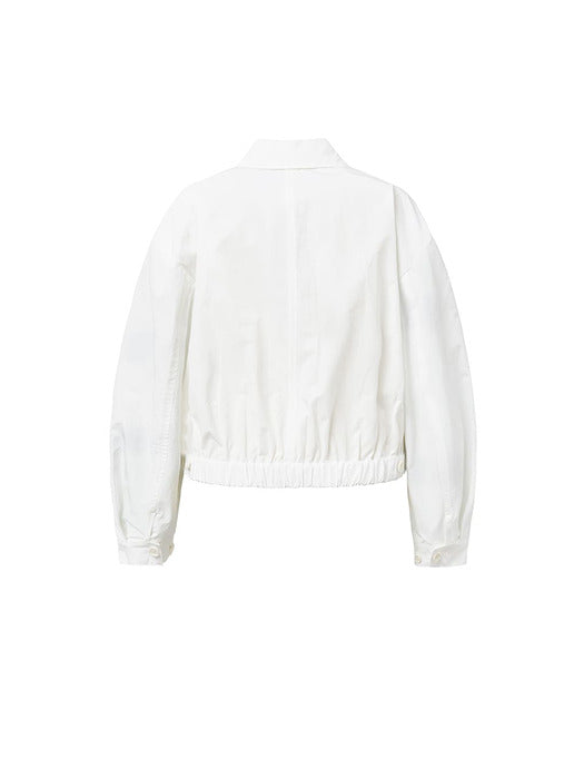 Amomento Cropped Zip-UP Jumper - White