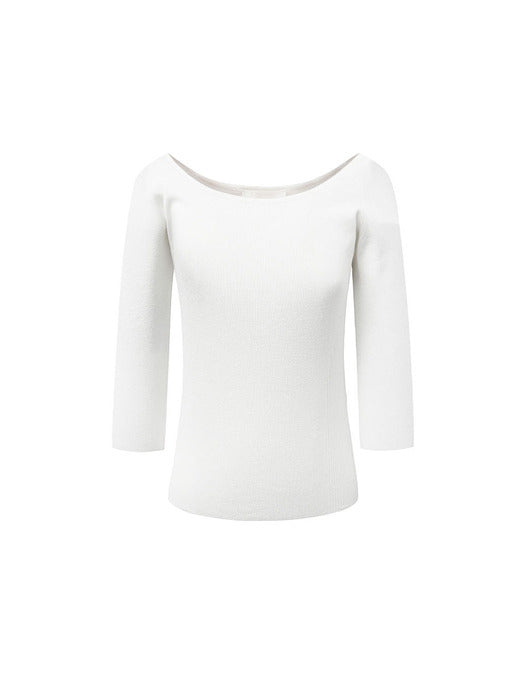 [amomento] SCOOP NECK KNIT TOP (2COLORS)