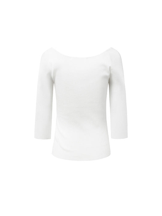 [amomento] SCOOP NECK KNIT TOP (2COLORS)