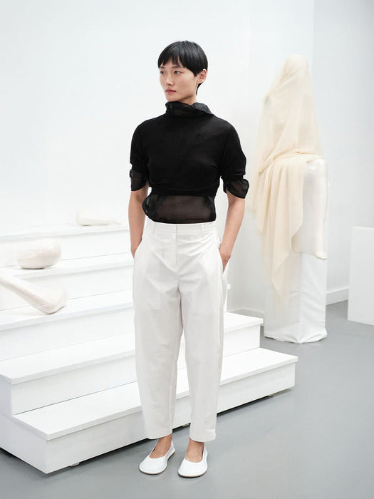 [amomento] SHEER CROPPED KNIT_BLACK