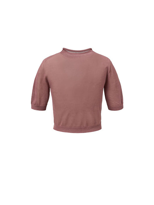 Amomento Sheer Cropped Knit Pink