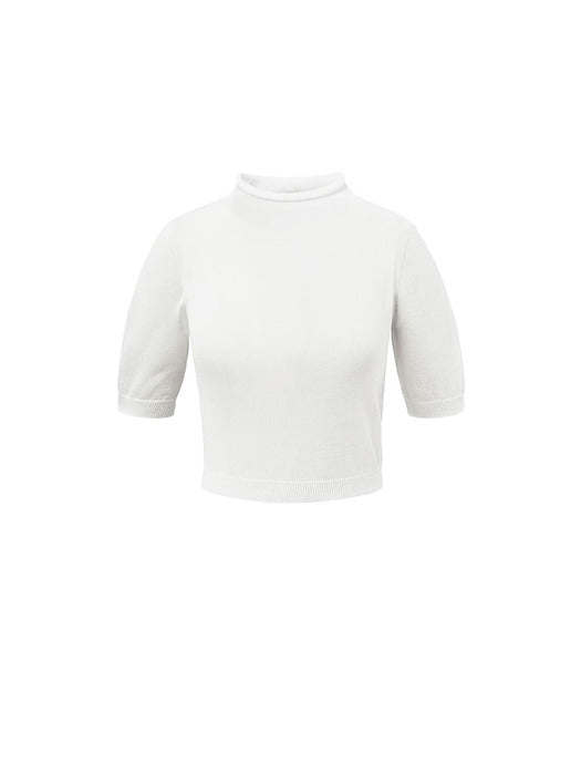 [amomento] SHEER CROPPED KNIT_WHITE